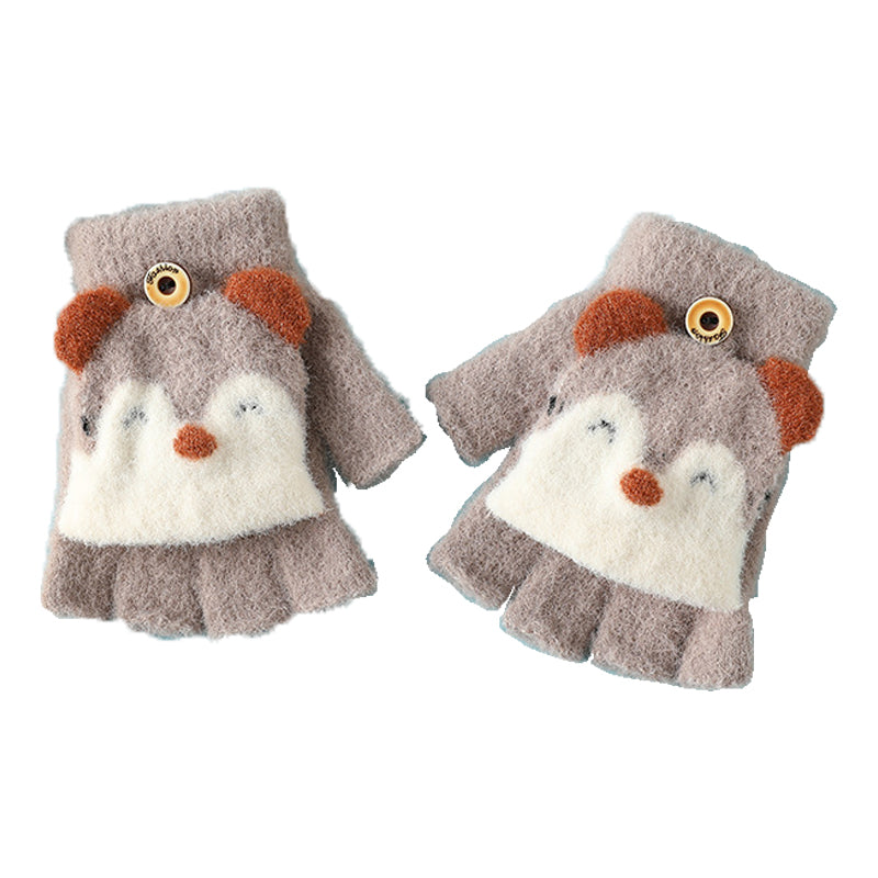 1 Pair Kids Mink Velvet Warm Gloves Half Finger Cover Cartoon Shape 1 Pair Kids Mink Velvet Warm Gloves Half Finger Cover Cartoon Shape